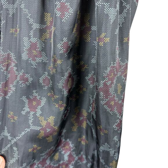 ULLA JOHNSON Antonia Maxi Dress Black Ikat Pattern Smocked Long Sleeve Size 8 - Picture 5 of 9